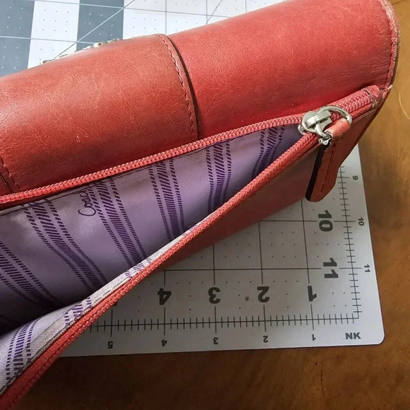 Coach Vintage Red Leather Trifold Checkbook Wallet Designer - Picture 4 of 14